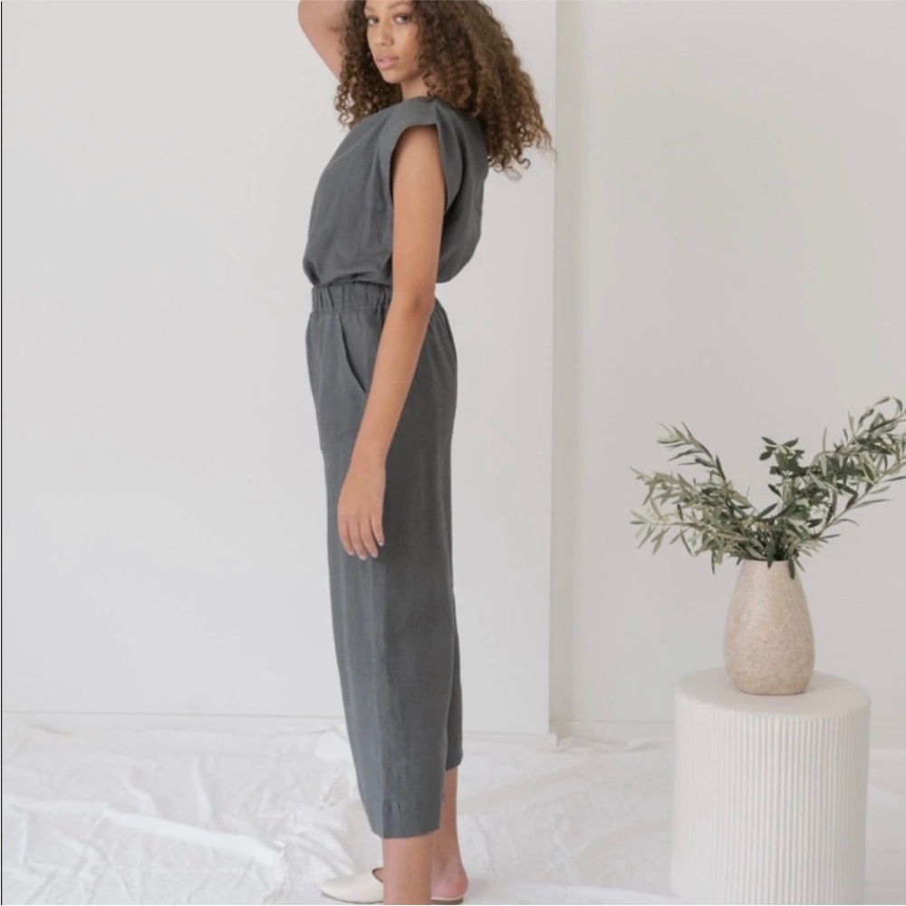 Laude the Label Organic Linen‎ Everyday Crop Wide Pants and Top Set Mineral S - Picture 4 of 16